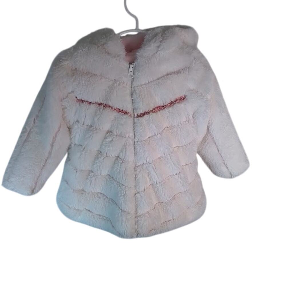 Widgeon 3T Girls Faux Fur Hooded Coat Soft Plush Winter Jacket Pink